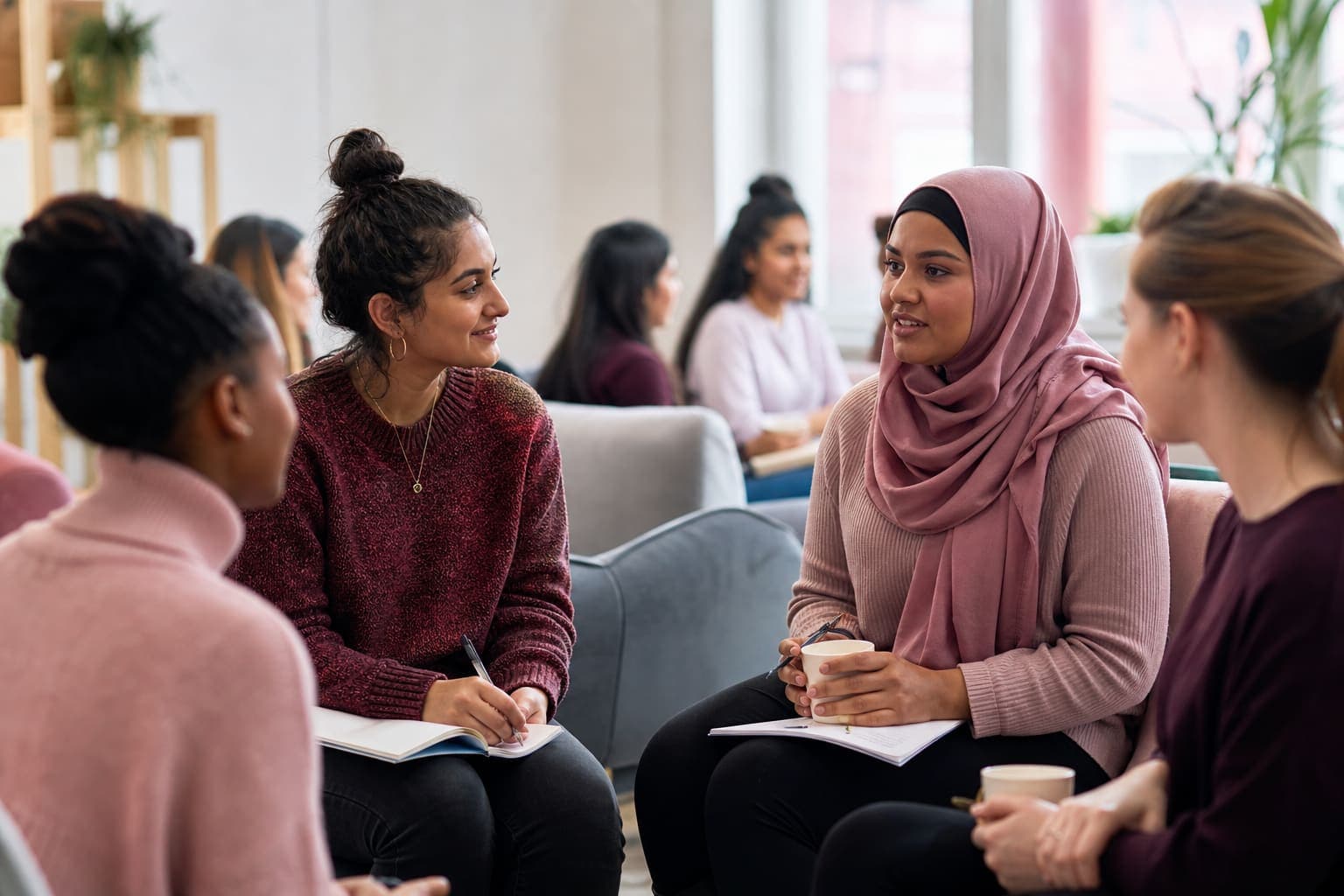 Women collaborating in a supportive community workshop